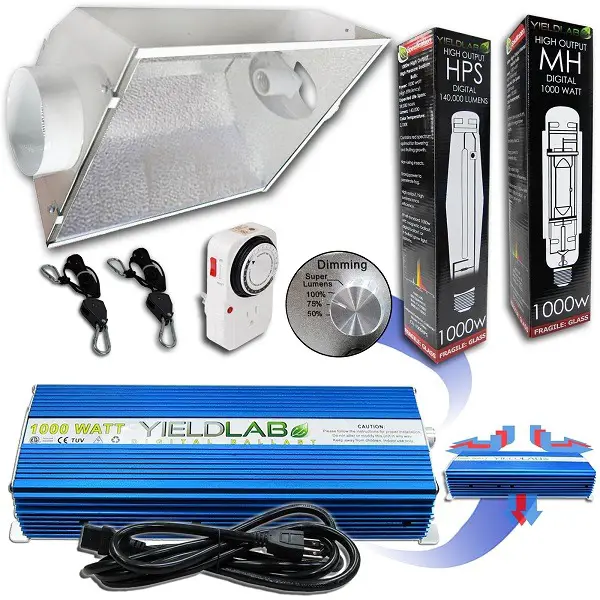 Yield Lab Cool Hood Reflector Grow Light Kit Farm Hydroponics